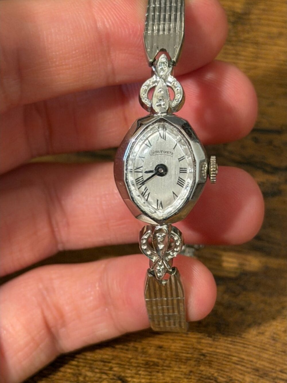 Vintage DuFonte Diamond Accent Mechanical Women's Dress Watch 17 Jewels